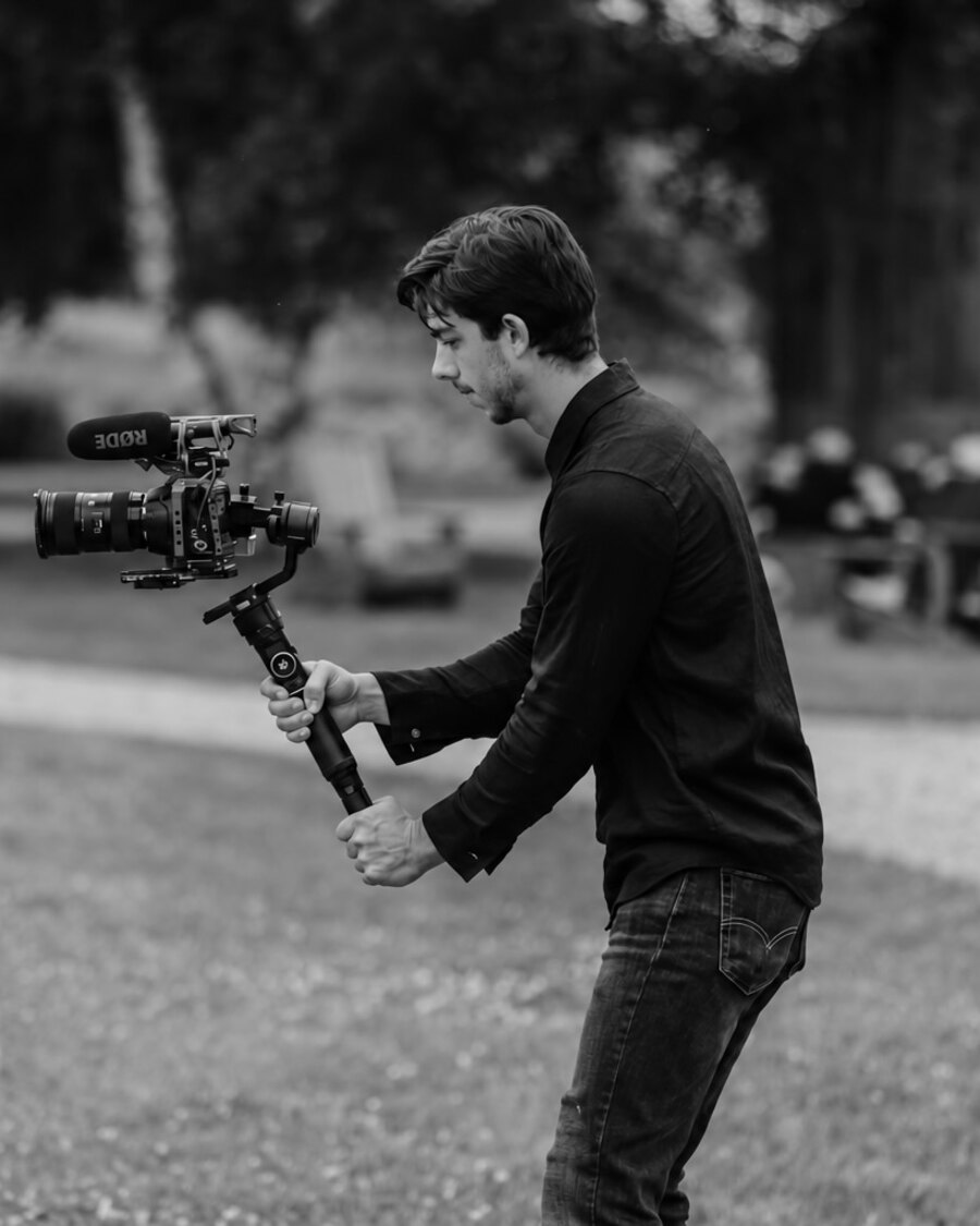 Jack Albert filming a wedding at The Farmstead